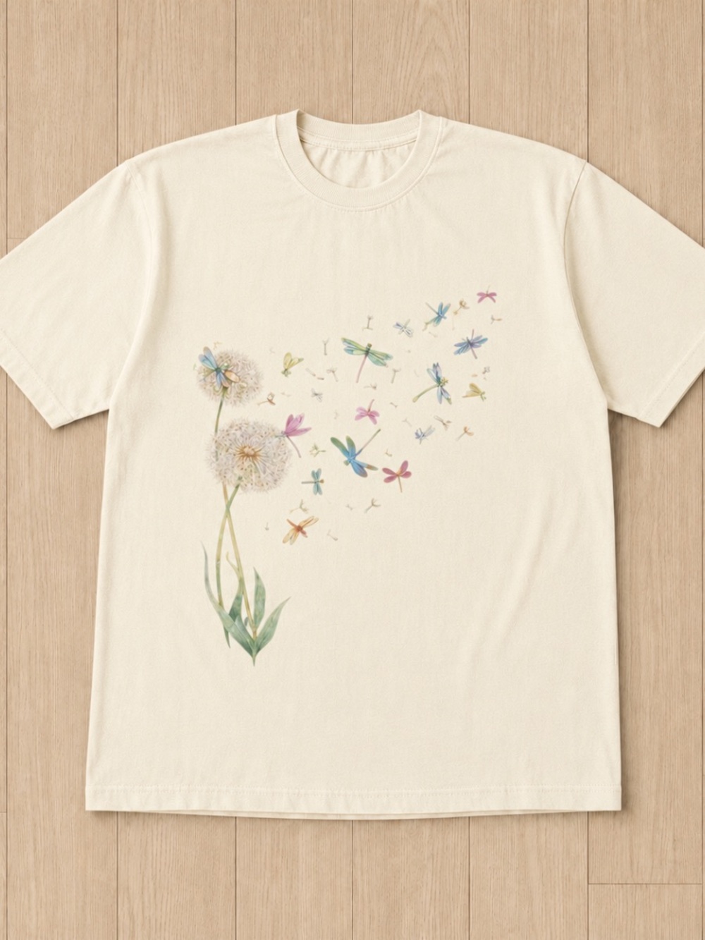 Off White Dragonfly & Dandelion Graphic Tee Size L